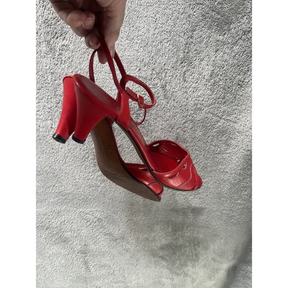 Vtg 70 80s Amalfi by Rangoni Women’s 7 N Neiman Marcus Leather Red Kitten Heels - Picture 3 of 9